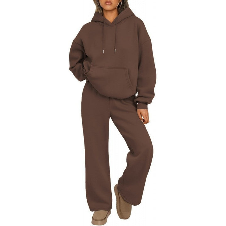 Women's Oversized Hoodie Set with Kangaroo Pocket and Wide Palazzo Pants Drune