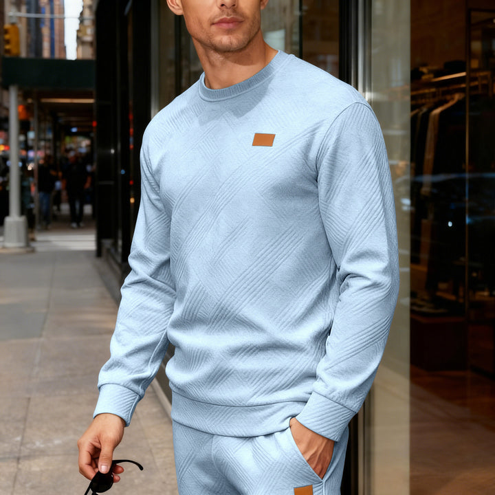 Men's cotton knit sweater with diamond pattern, round neck and elastic cuffs Mune Fashion