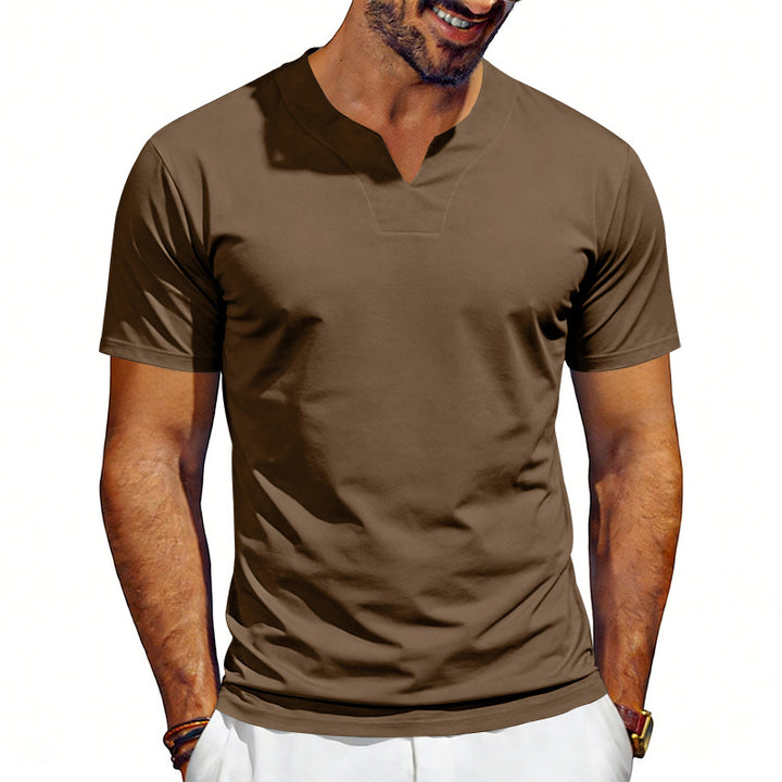 Men's V-neck sports shirt with ergonomic design seams and elastic jersey Mune Fashion