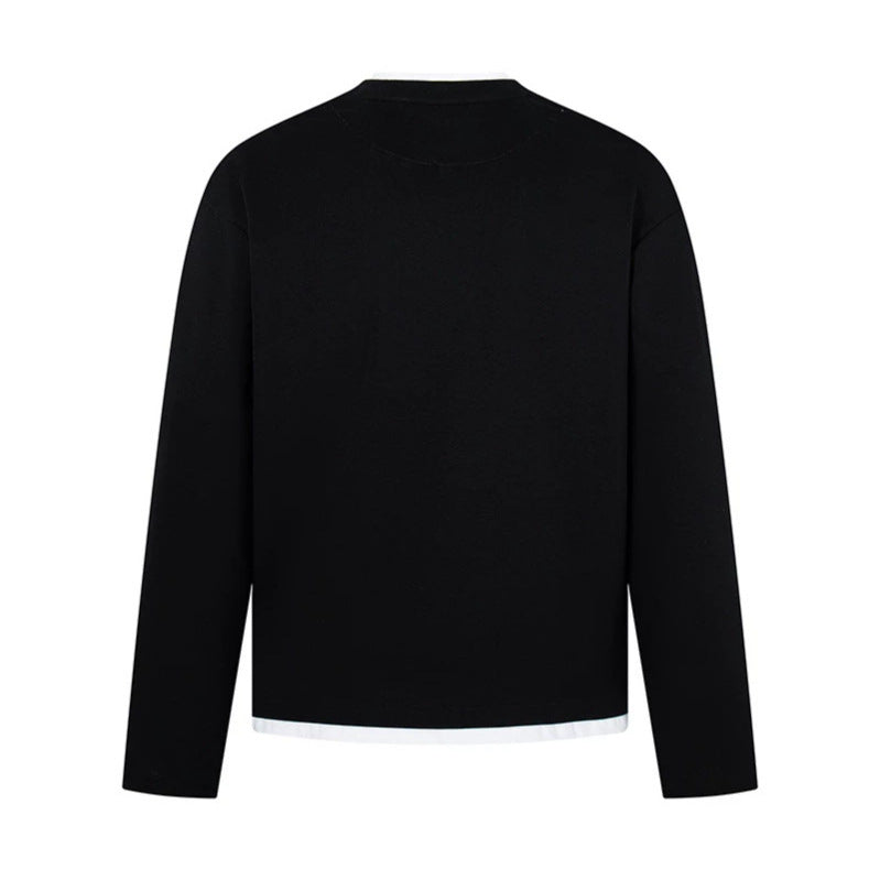 Men's Long-Sleeve Henley Layer Shirt with Contrasting Inner Collar and Modern Regular Fit Mune Fashion