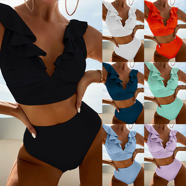 Women's bikini with elegant ruffle design and high-cut bottoms Mune Fashion