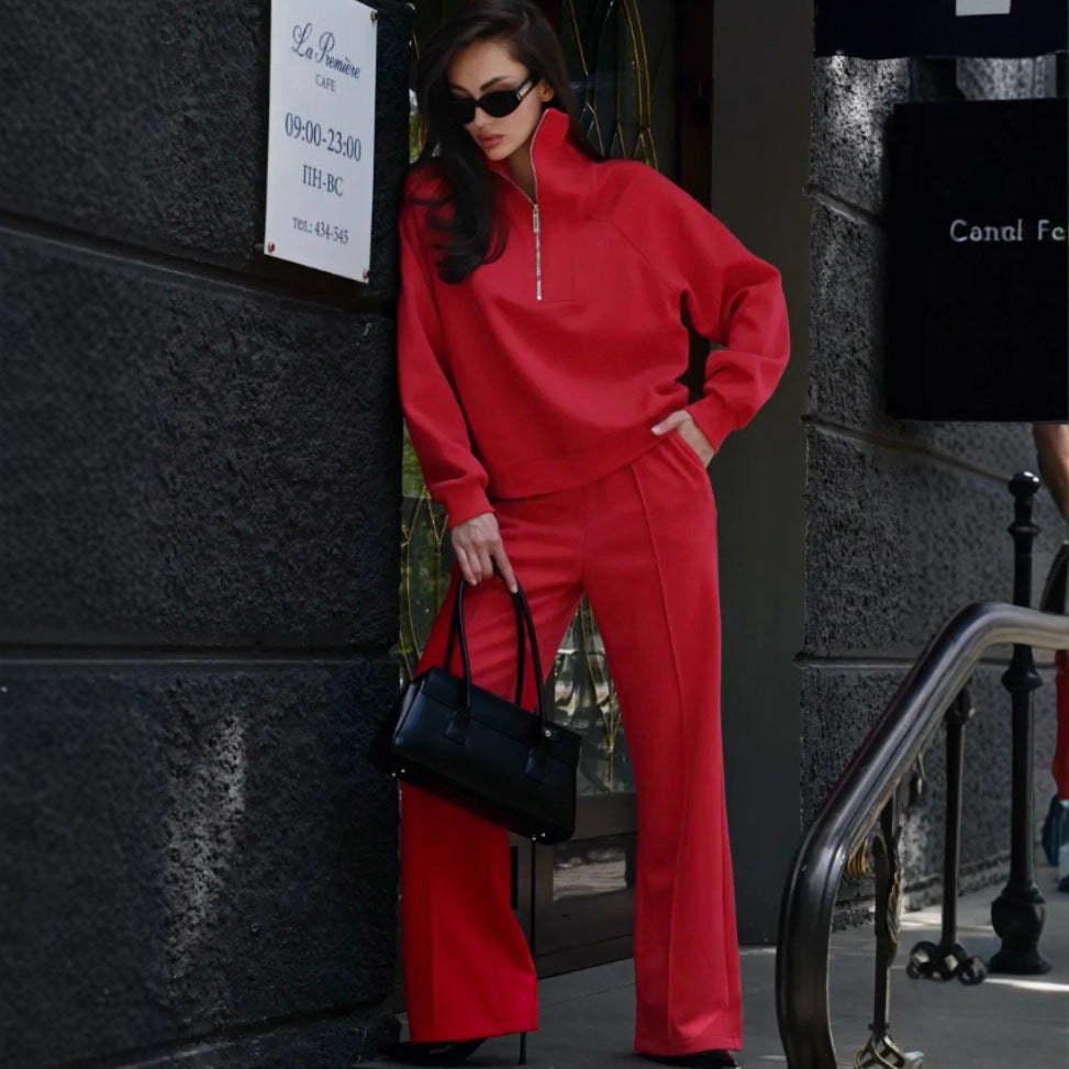 Women’s loungewear set with half zip and wide pleat pants Mune Fashion