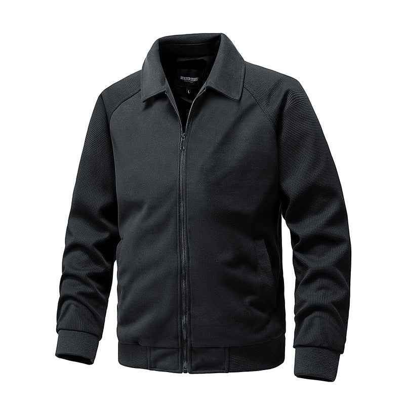 Men's Casual Zip-up Sweat Jacket with Structured Rib Sleeves Mune Fashion