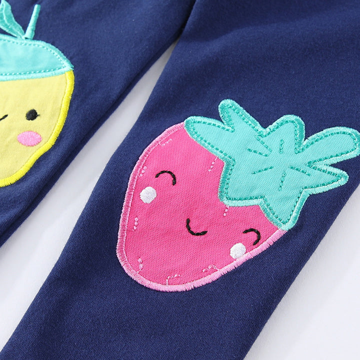 Girls leggings with cheerful fruit appliqués Mune Fashion