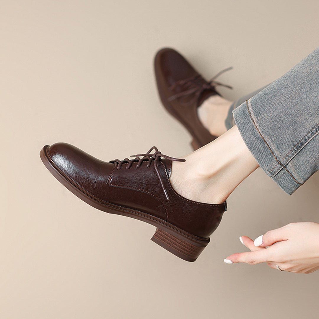 Women's Classic Leather Lace-Up Shoes Mune Fashion