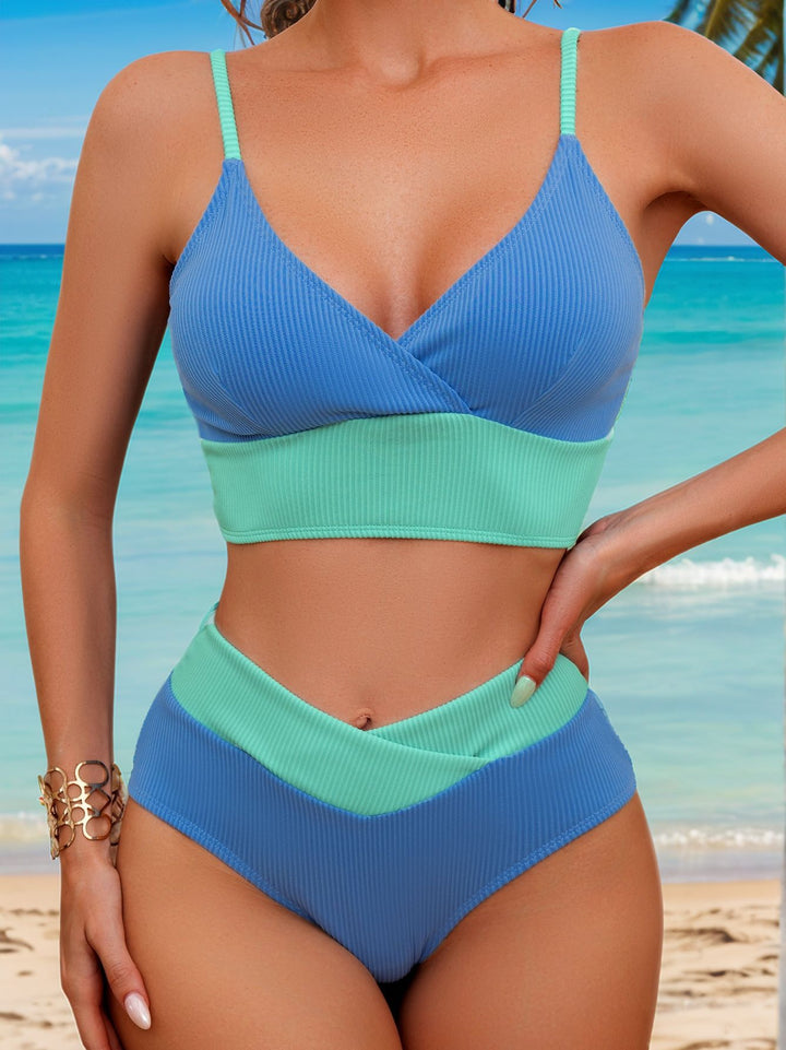 Ladies Sporty Bikini Set with High Waist and Elegant Wrap Design Mune Fashion