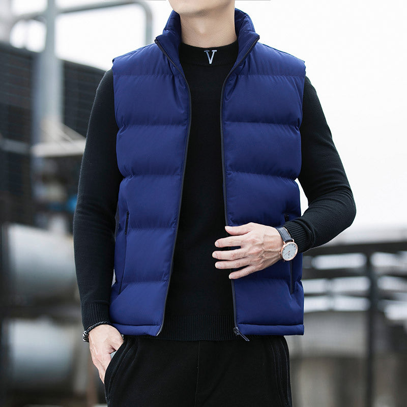 Men's padded quilted thermal vest with stand-up collar, side zip pockets & windproof exterior Mune Fashion