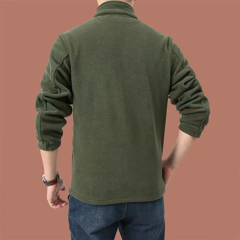 Men's fleece jacket with full zip, stand-up collar and side pockets Mune Fashion