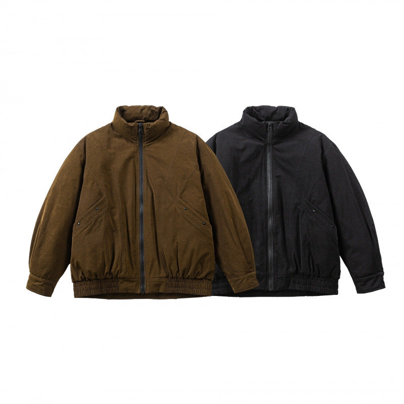 Men's Oversized Bomber Jacket made of Suede Look with High Standing Collar and Elastic Hem Mune Fashion
