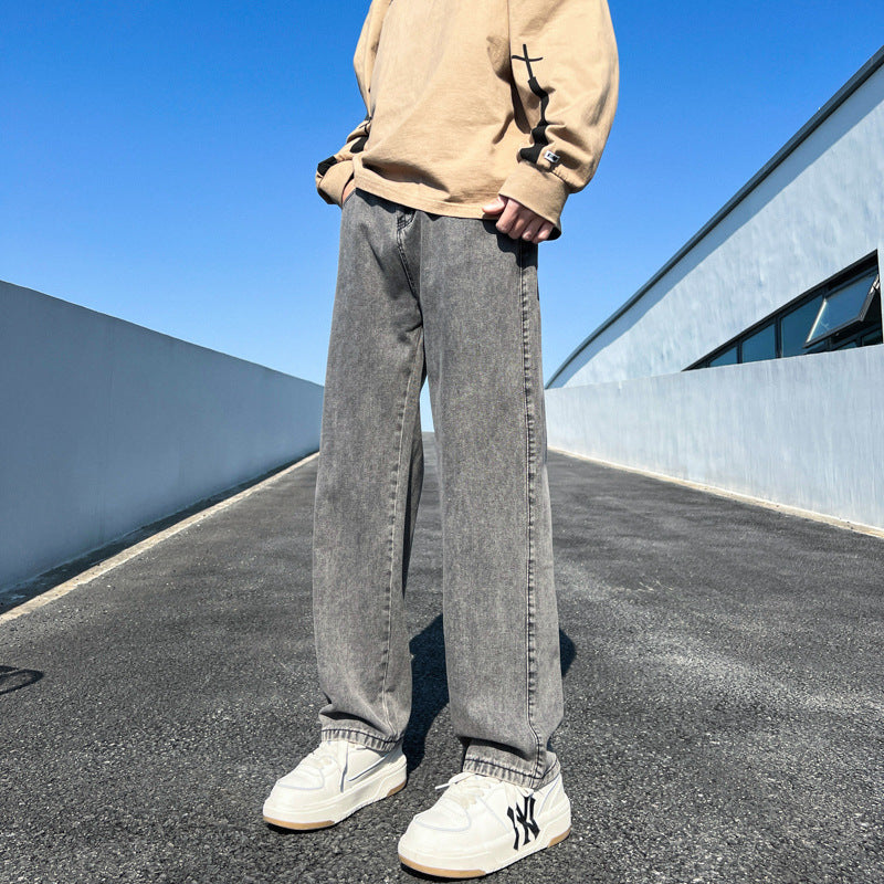 Damen Weite Straight‑Fit Jeans mit hohem Bund, umgeschlagenem Saum und leichter Vintage‑Waschung Mune Fashion