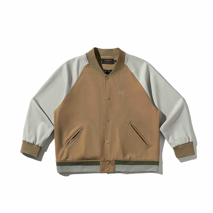 Unisex Short-cut College Bomber Jacket in Material Mix with Raglan Sleeves Mune Fashion