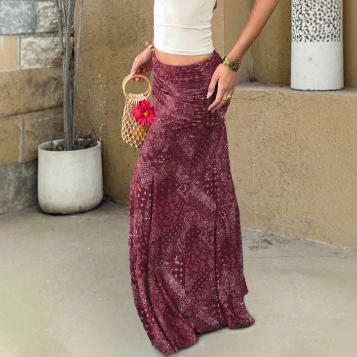Women’s maxi skirt with gathered waistband and high-stretch mesh Mune Fashion