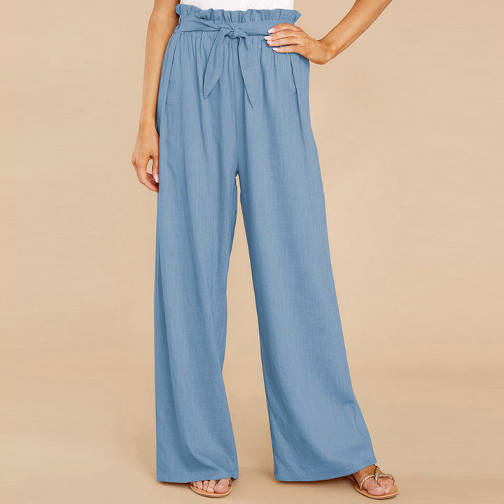 Women's linen pants with paperbag waistband and wide leg Mune Fashion