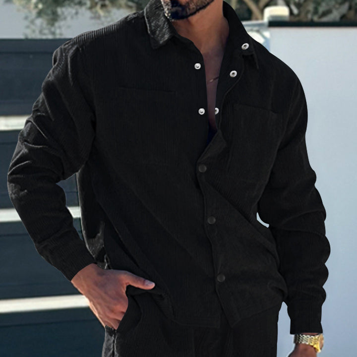 Men's cord oversized shirt with chest pockets and full button placket Mune Fashion