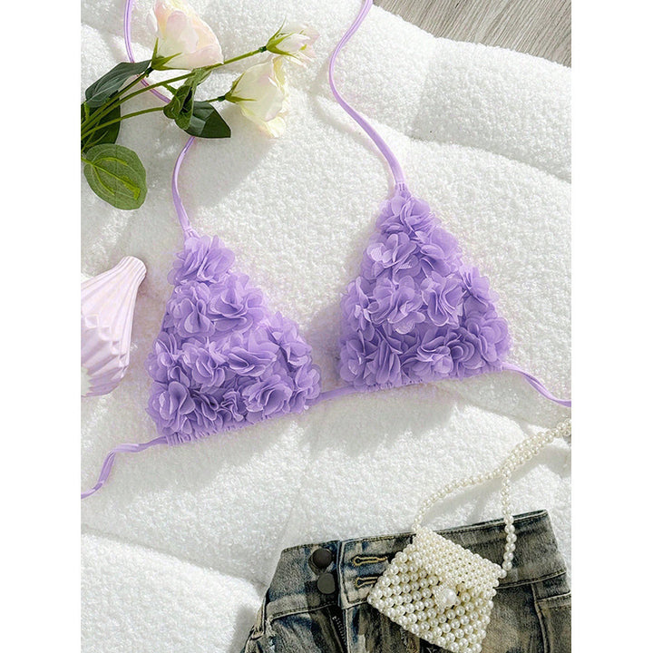 Women's Triangle Bikini with Floral Ruffle Design Mune Fashion