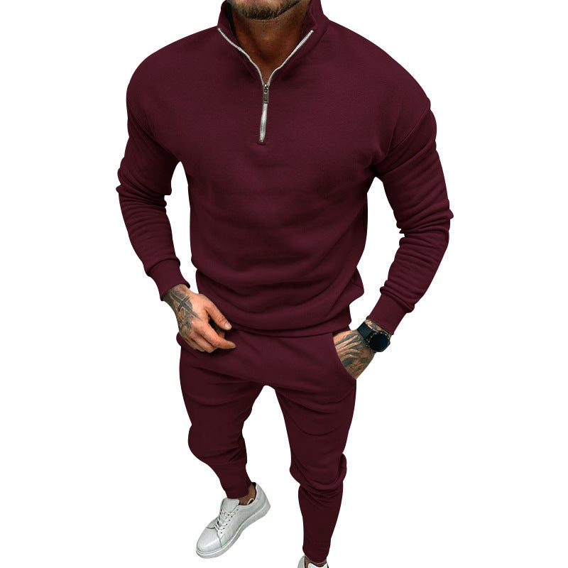 Men's nan athletic lounge set made of French Terry with half-zip stand-up collar and tapered jogging pants Mune Fashion