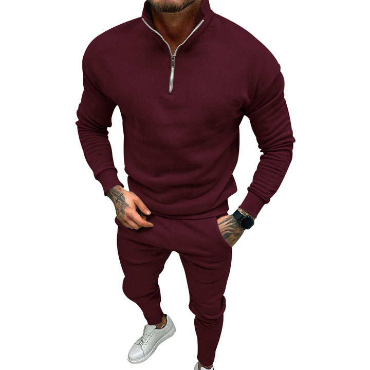 Men's nan athletic lounge set made of French Terry with half-zip stand-up collar and tapered jogging pants Mune Fashion