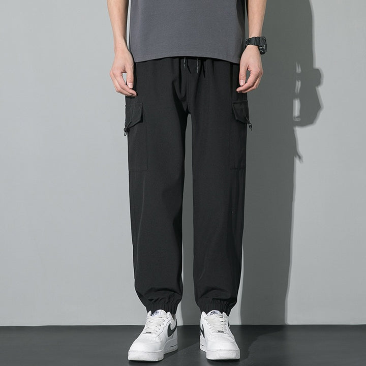 Men's Wide Relaxed Cargo Leisure Pants with Drawstring Waist & Multifunctional Pockets Mune Fashion