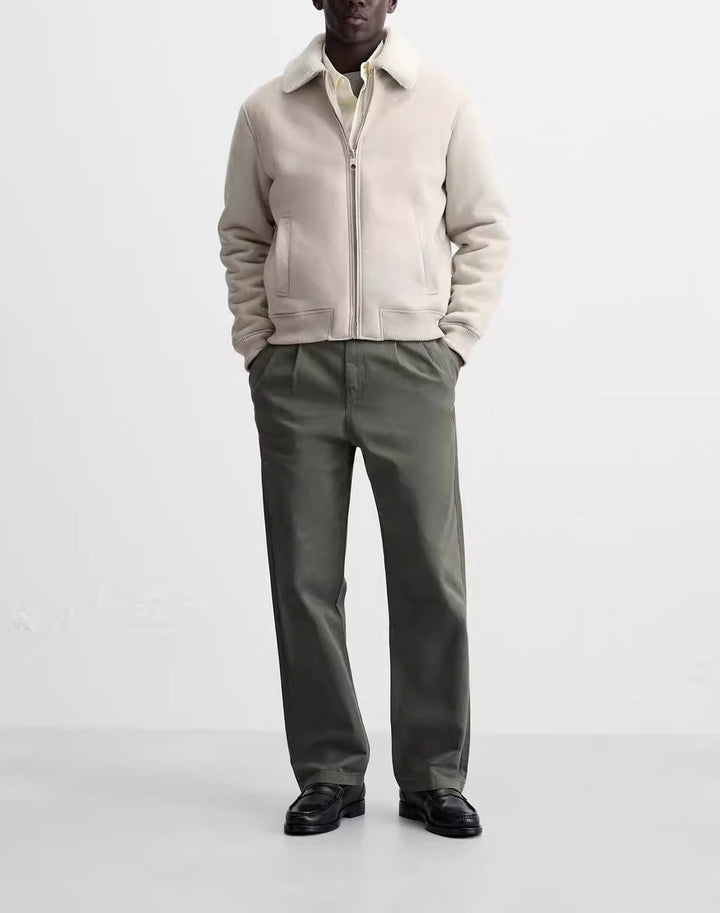 Men's bomber jacket with teddy collar and zipper Mune Fashion