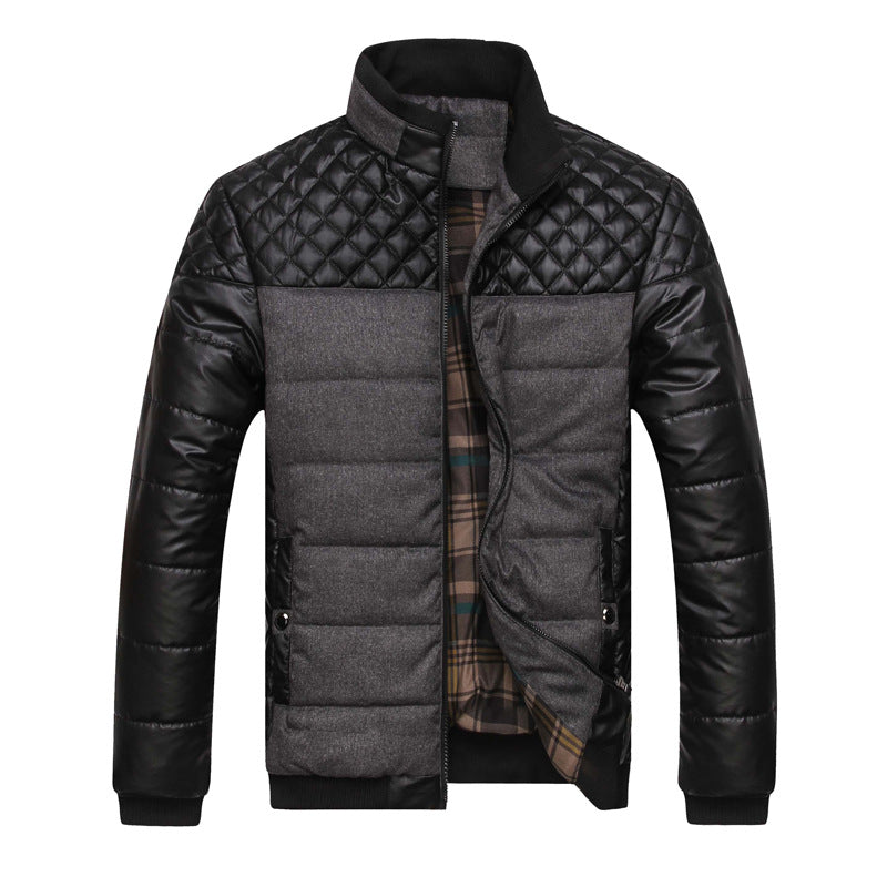 Men's quilted jacket in a material mix with quilted shoulder section and checked lining Mune Fashion
