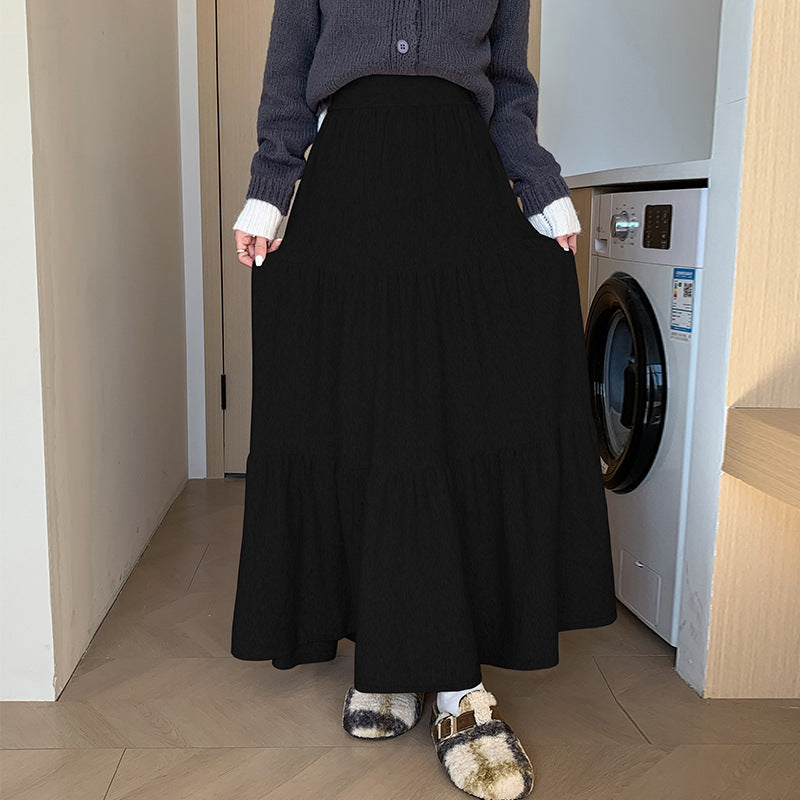 Ladies Long Tiered Skirt with Voluminous Hem Mune Fashion