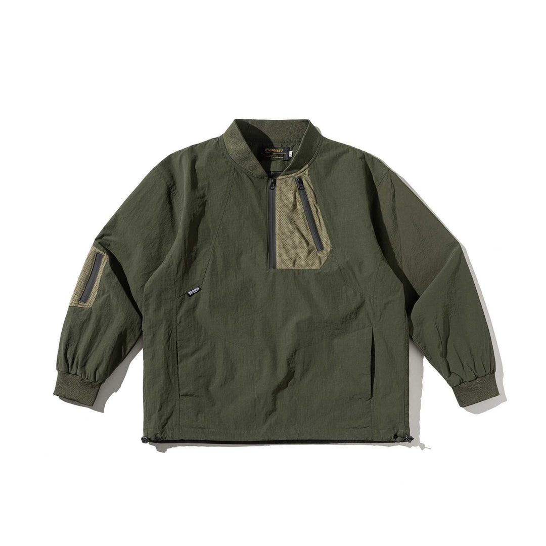 Unisex Technical Pullover Anorak with Half Zipper and Utility Pockets Mune Fashion