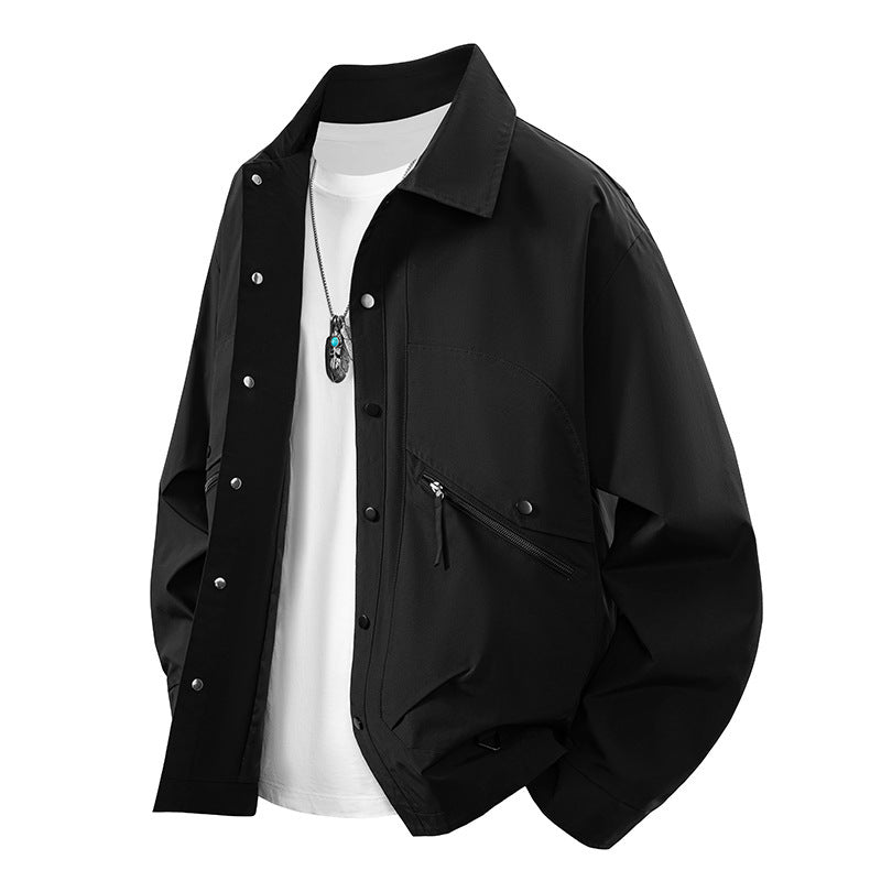 Men's overshirt coach jacket in urban utility style with snap button placket and angled zip pocket Mune Fashion