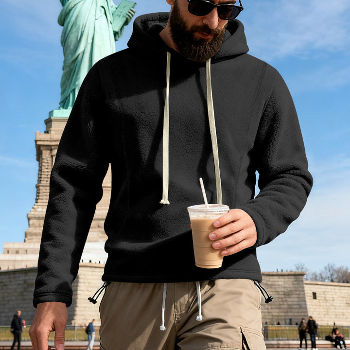 Men's fleece hoodie with teddy texture, hood, and relaxed fit Mune Fashion