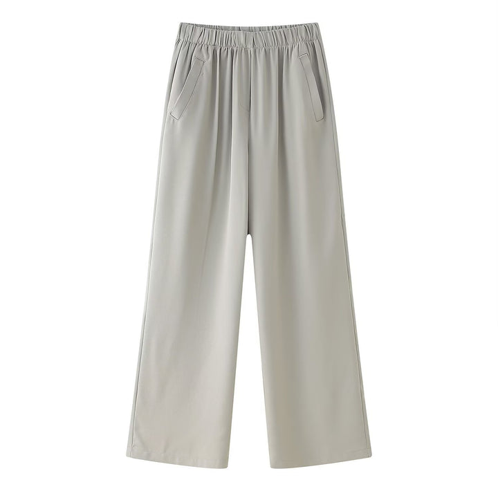 Women Two-Piece Set with Oversized Shirt, Patch Pockets and Loose Elastic Waist Pants Mune Fashion