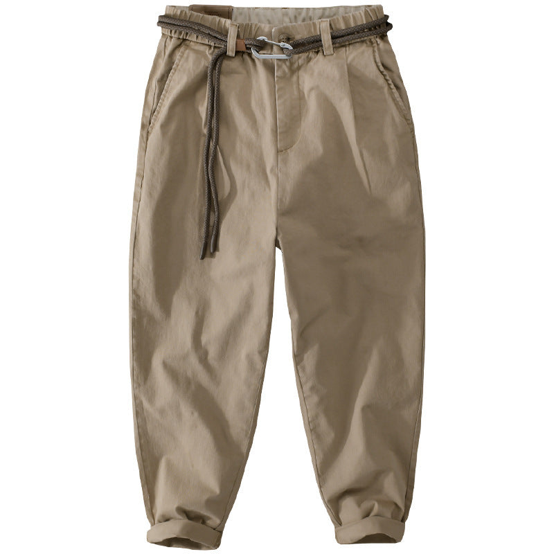 Men's Cord Drawstring Tapered Pants made of cotton blend with elastic waistband and tapered leg Mune Fashion