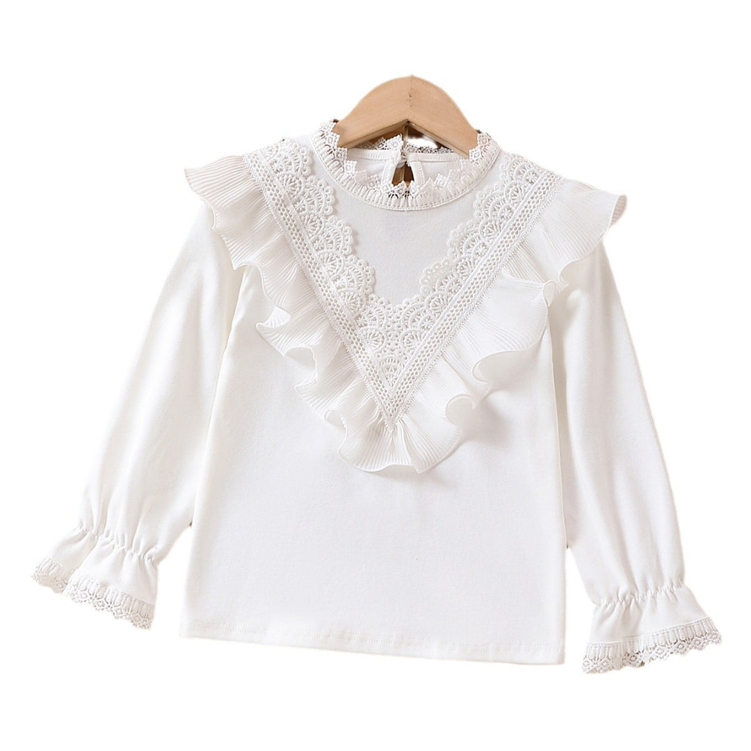 Girls ruffled blouse with romantic lace trim Mune Fashion