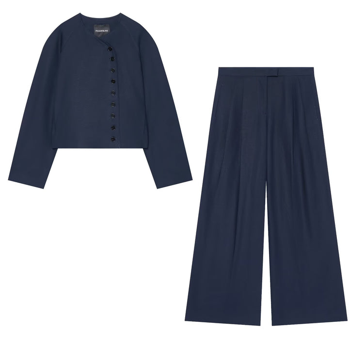 Women's wide, pleated trousers with high waistband and elegant creases Mune Fashion