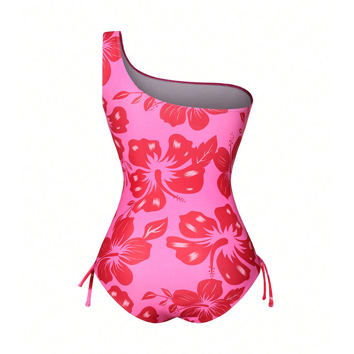 Women's One-Piece Swimsuit with Asymmetrical Strap and Matching Wrap Skirt Mune Fashion