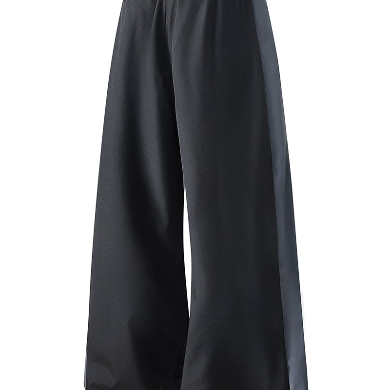 Men's Extra Wide Trackpants with Shiny Side Inserts & Contrast Piping Mune Fashion