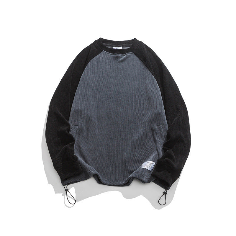 Unisex Oversize Cord Sweatshirt with Raglan Sleeves, Kangaroo Pockets and Drawstring Hem Mune Fashion