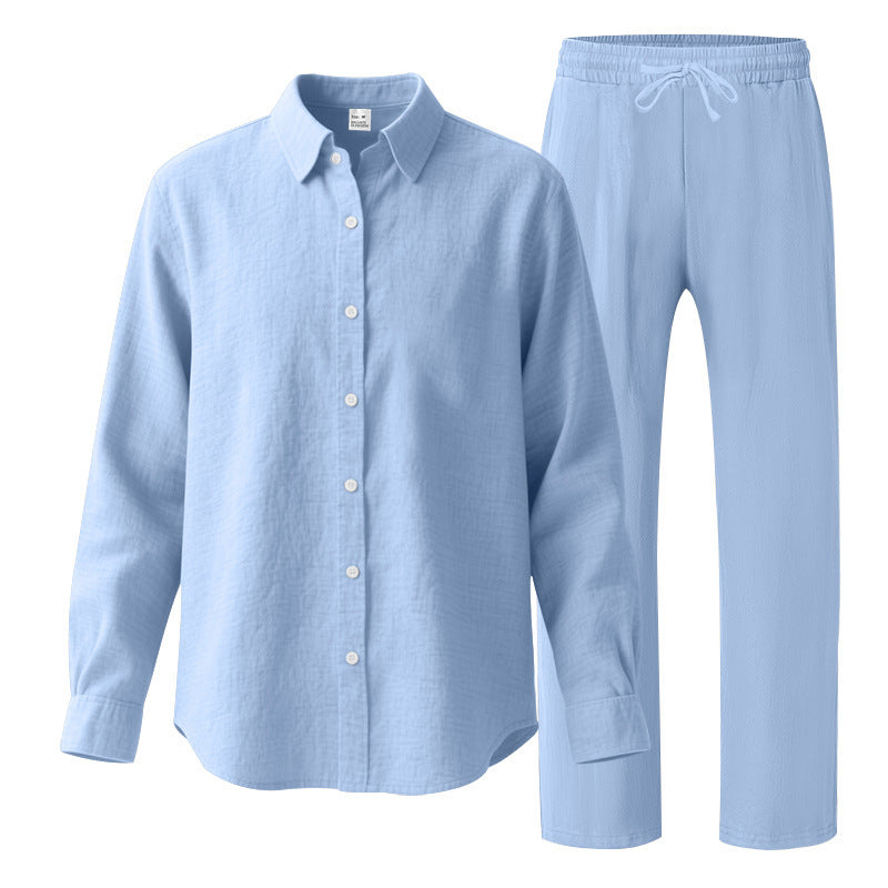 Women's comfortable lounge set with oversized shirt blouse and elastic drawstring pants Mune Fashion
