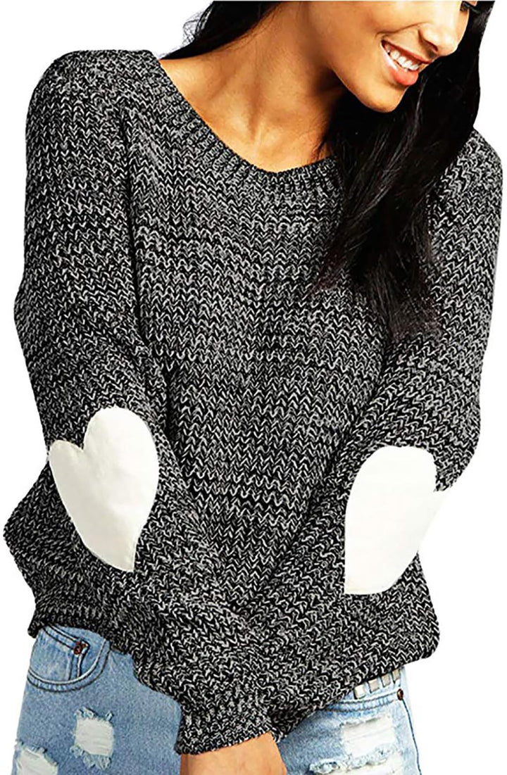 Ladies' Fashionable Knit Sweater with Heart Details