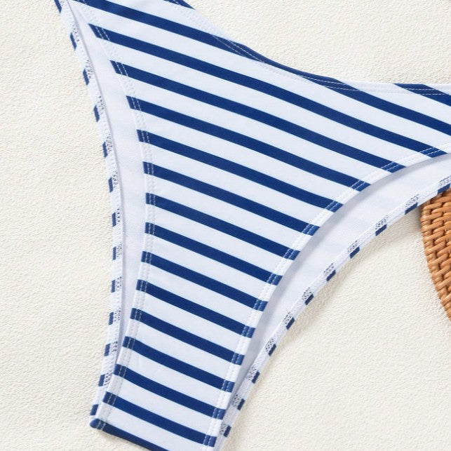 Ladies bandeau bikini with stylish stripes and elegant ring detail Mune Fashion