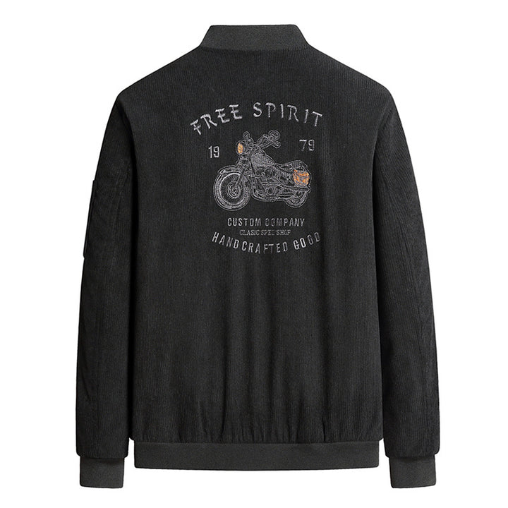 Men's Stylish Bomber Jacket with Stylish Motorcycle Design Mune Fashion