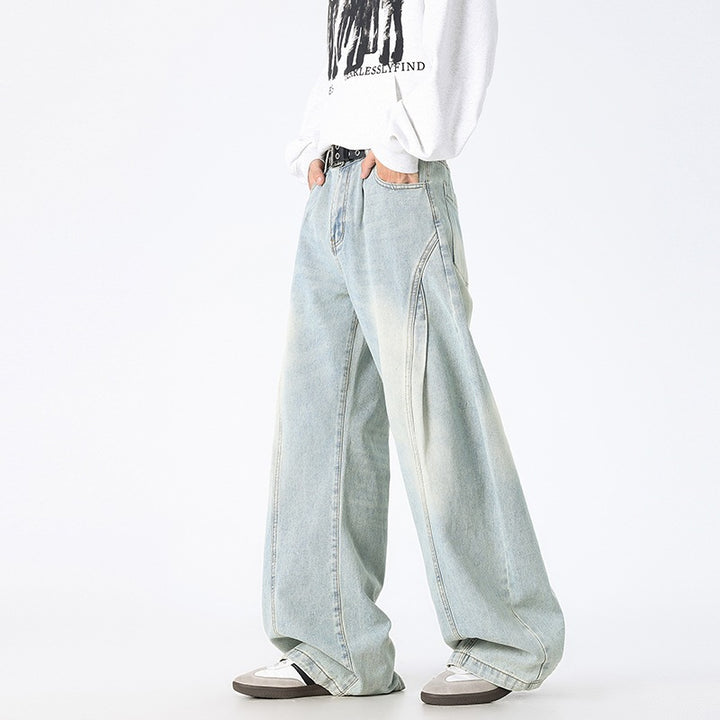 Unisex Extra-wide Baggy Jeans with deep crotch, prominent dividing seams and Palazzo silhouette Mune Fashion