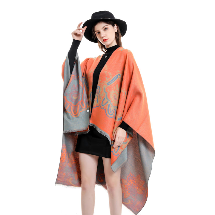Women's Light Jacquard Throw with Cashmere-like Handle and Fringe Hem Mune Fashion