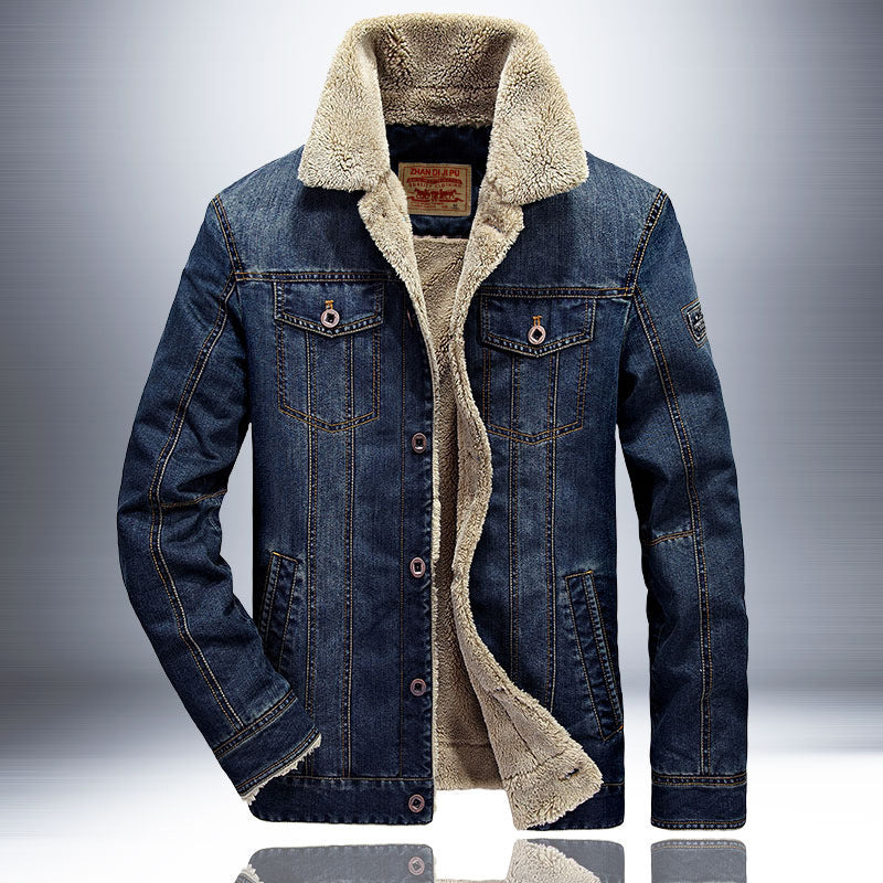 Men's Denim Cotton Jacket with Teddy Fur Lining Mune Fashion