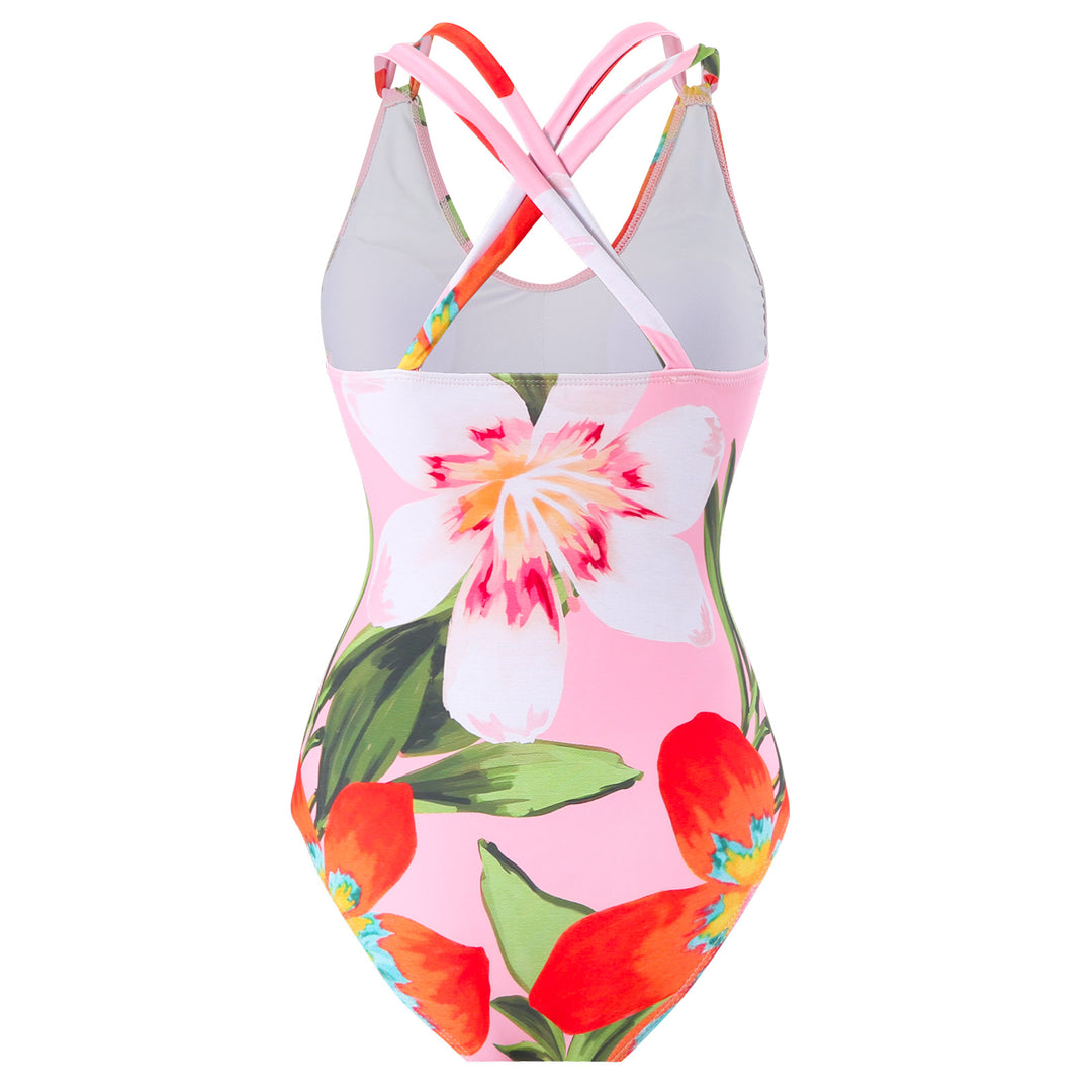 Women's swimsuit set with floral one-piece and elegant wrap skirt Mune Fashion