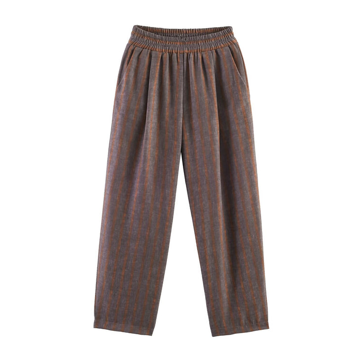 Ladies Two-Piece Linen Set with Tied Belt Jacket and Elastic High-Waist Pants Mune Fashion