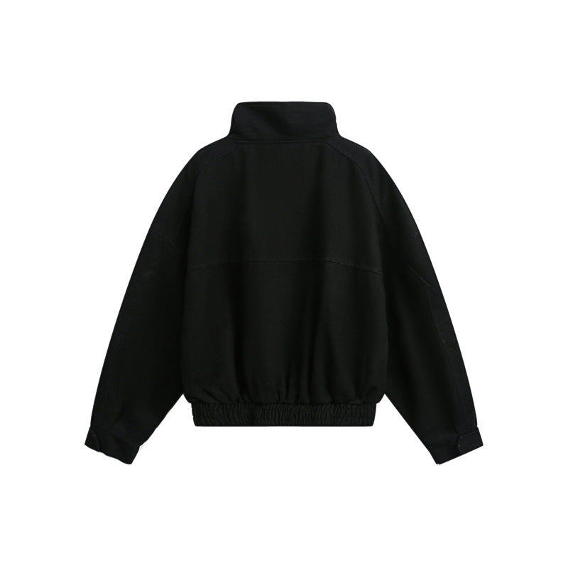 Unisex Short cut Boxy outdoor jacket with concealed zipper placket, high stand-up collar and elastic waistband Mune Fashion