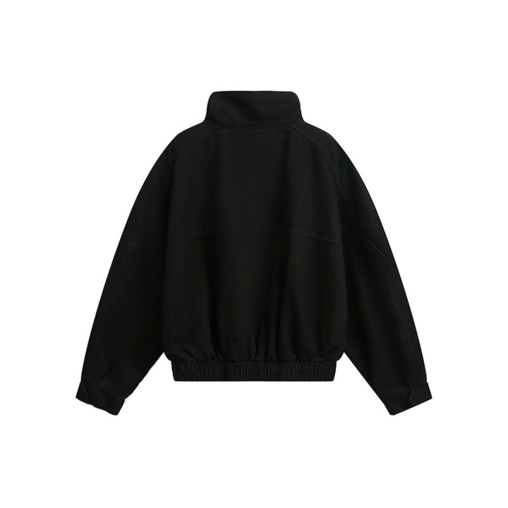 Unisex Short cut Boxy outdoor jacket with concealed zipper placket, high stand-up collar and elastic waistband Mune Fashion