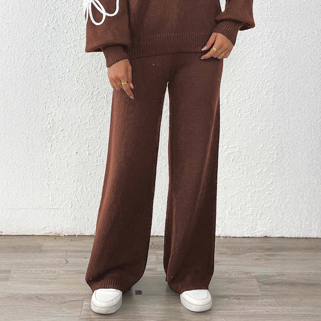 Women's casual knit pants with a wide cut Mune Fashion