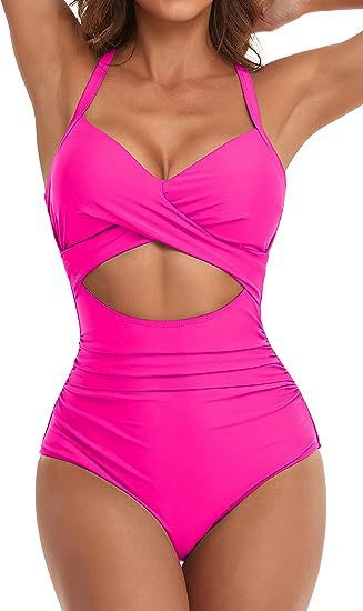Women's One-Piece Swimsuit with Elegant Wrap Cut Mune Fashion
