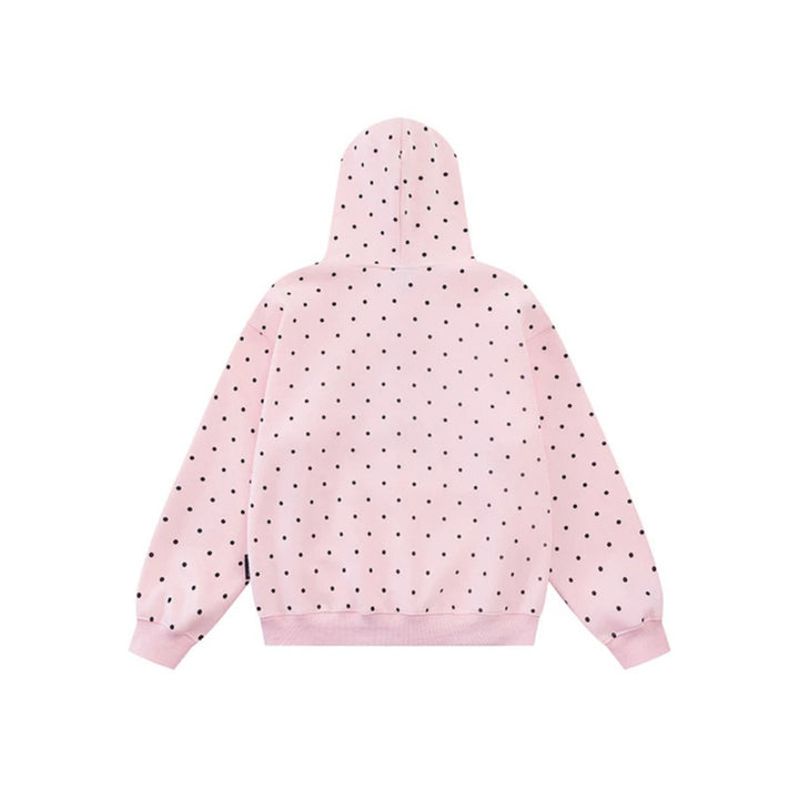 Women's hoodie with button star appliqué, allover polka dot and kangaroo pocket Mune Fashion