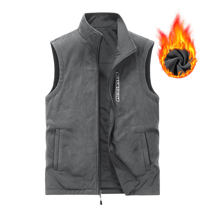 Men's Fleece-lined Outdoor Vest with high collar and multifunctional pockets Mune Fashion